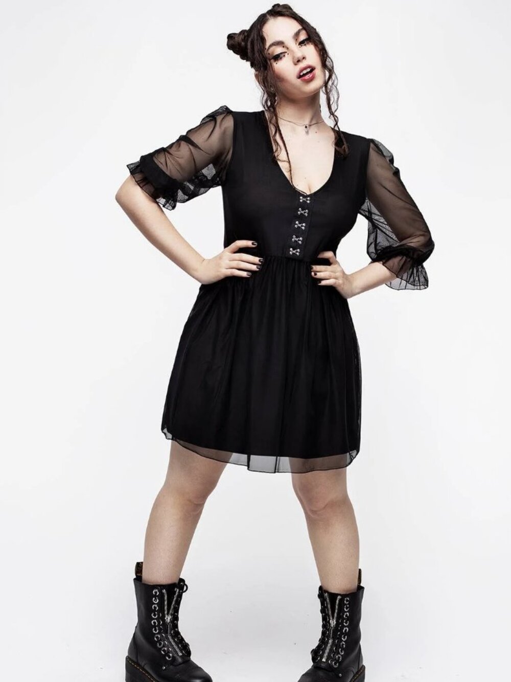 Disturbia | Sisterhood Ruched Hook & Eye Mini Skater Dress NWT